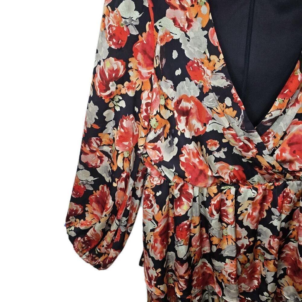 Julia Jordan Belted Faux Wrap Mini Dress Ballon Sleeve Party Floral Cocktail 6 - Picture 5 of 13